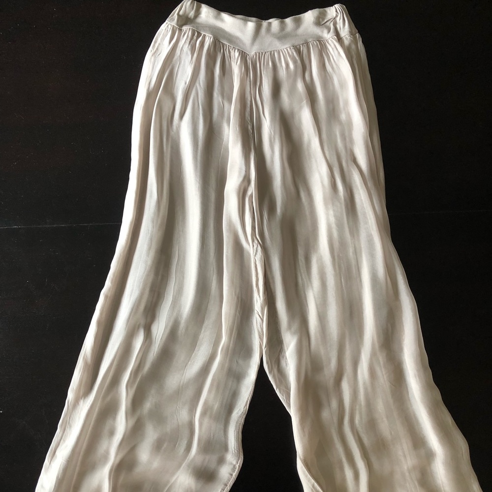 Beige Wide Leg Pants
